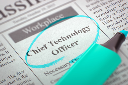 Chief Technology Officer - Job Vacancy in Newspaper, Circled with a Azure Marker. Blurred Image. Selective focus. Job Seeking Concept. 3D Illustration.