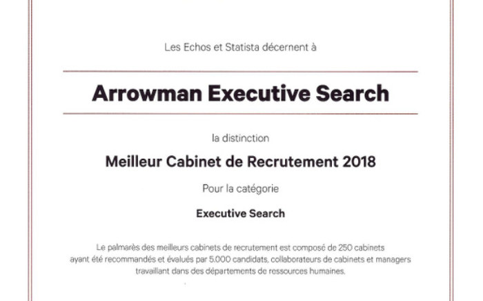 - ARROWMAN Executive Search parmi les meilleurs cabinets selon les Echos 2018 !