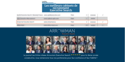 Arrowman Executive Search classé par le journal Les Échos parmi les meilleurs cabinets d’Executive Search en France.